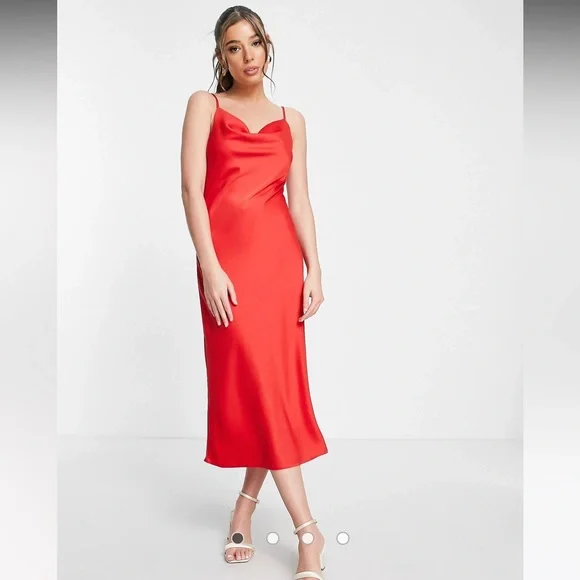asos red midi dress ASOS DESIGN